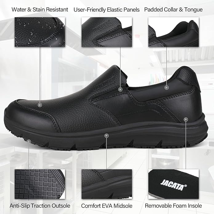 Men's Non Slip Black Work Shoes